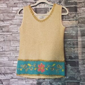 Vintage Jack winter wool knit Top embroidery Classy Rare Old Money Shimmery Smll